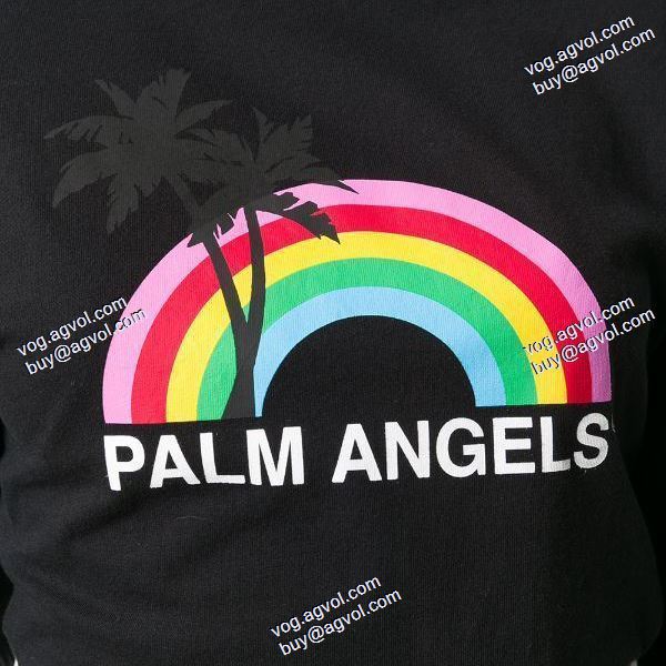 一味違うケーブル編みが魅力満点 パーム エンジェルス ブランドスーパーコピー Palm Angels 2020秋冬 レインボープリント半袖Tシャツ 2色可選